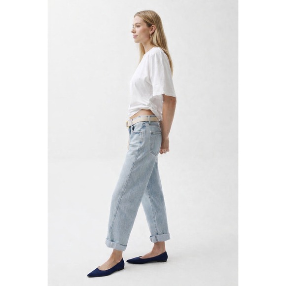 Pistola Denim Denim - Pistola Kacey Mid-Rise Cuffed Boyfriend Jeans Women 30 Light Blue Crop Relaxed